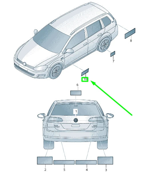 NEW VW GOLF 5G MK7 RIGHT SIDE FENDER MANUFACTURER BADGE 5G0853688AHFOD ORIGINAL