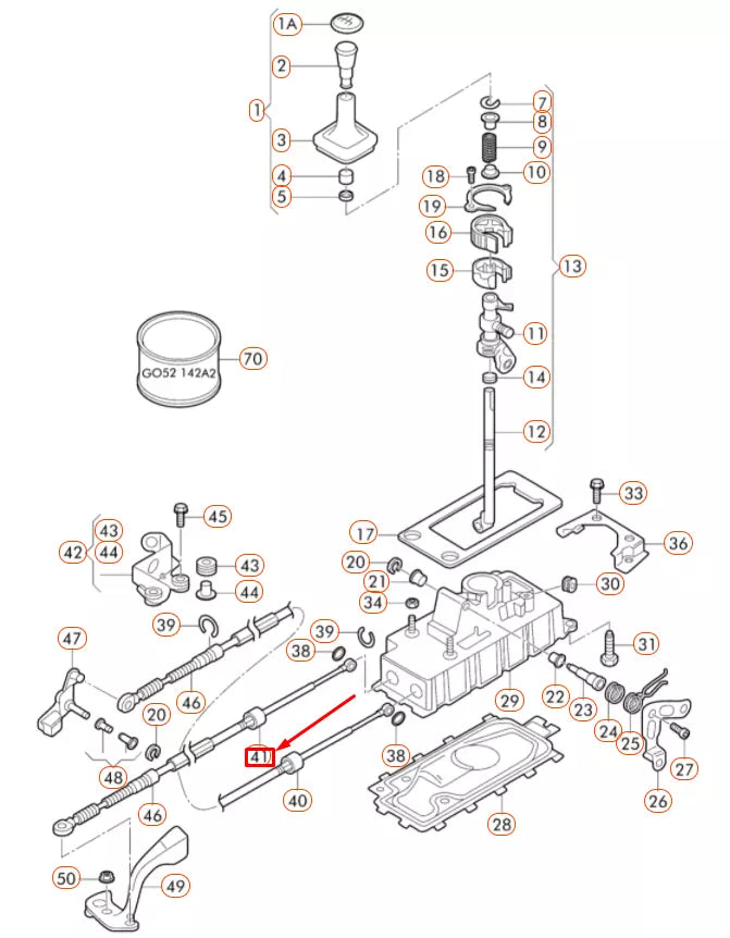 NEW VOLKSWAGEN BEETLE 9C GEAR SELECTOR CABLE 1C0711265 ORIGINAL