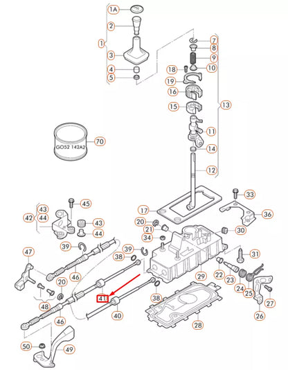 NEW VOLKSWAGEN BEETLE 9C GEAR SELECTOR CABLE 1C0711265 ORIGINAL