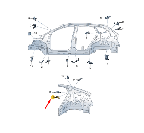 new skoda enyaq iv left outer c-pillar plate 5le864629a original