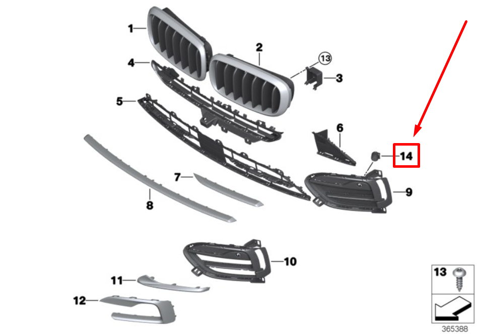 new bmw x6 f16 front bumper outer grille cover 7374349 51117374349 original