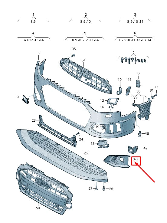 NEW AUDI A4 AVANT B9 FRONT LEFT BUMPER AIR GUIDE GRILLE 8W0807681AK3Q7 ORIGINAL