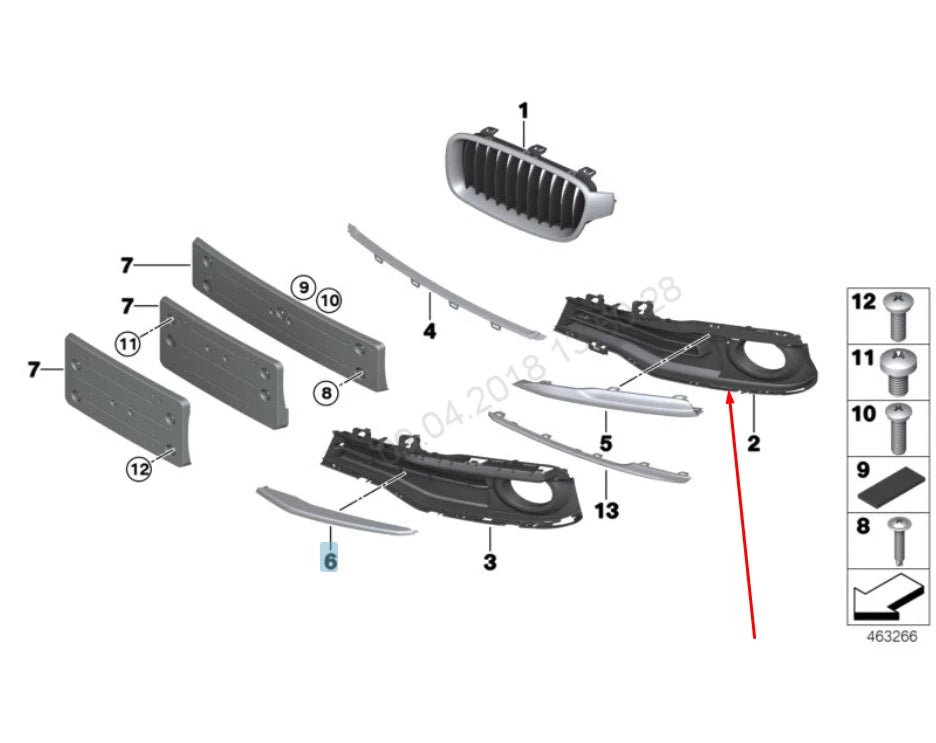 NEW BMW 3 F30 LEFT FOG LIGHT GRILLE 51117396877 7396877 2015 ORIGINAL