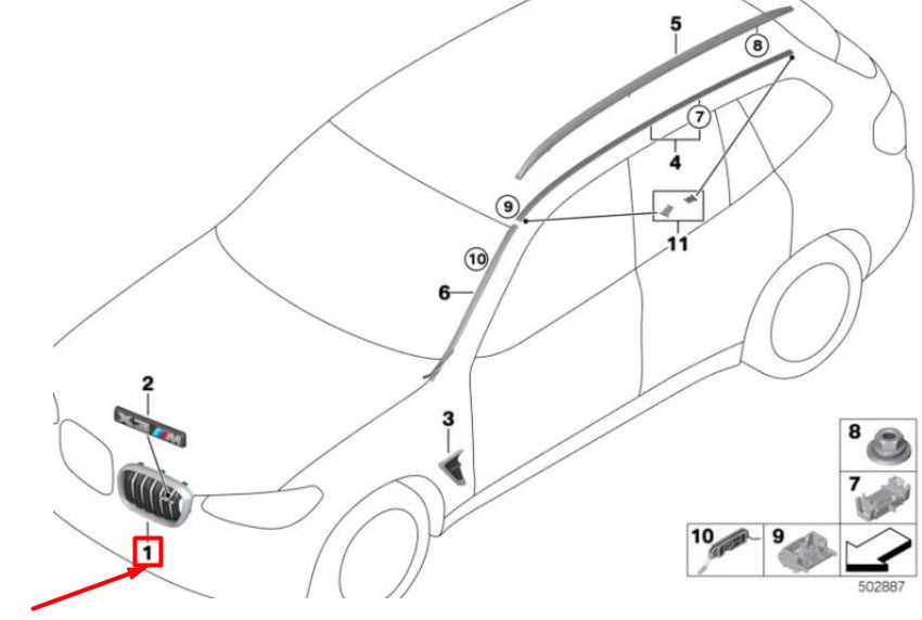 NEW BMW X4 G02 F98 FRONT RIGHT RADIATOR GRILLE 51118098092 ORIGINAL