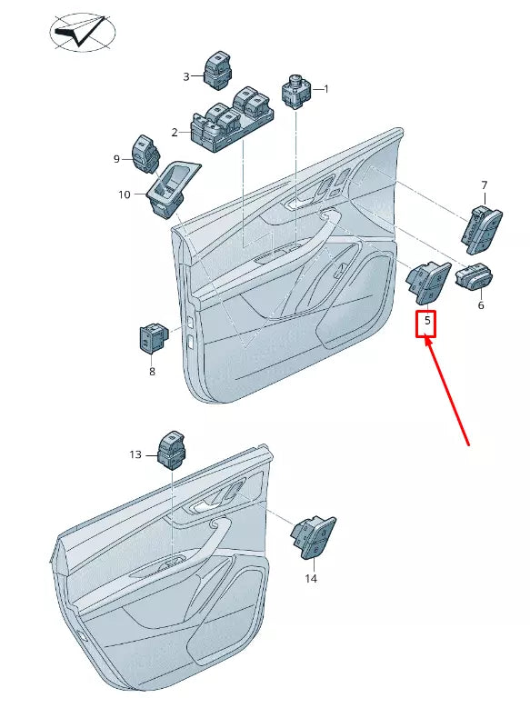 NEW AUDI Q7 4M FRONT LEFT DOOR CENTRAL LOCKING SWITCH 4M19621085PR