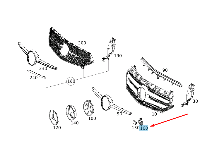 NEW MERCEDES-BENZ A W176 FRONT RADAR SENSOR BRACKET A2468880014 ORIGINAL