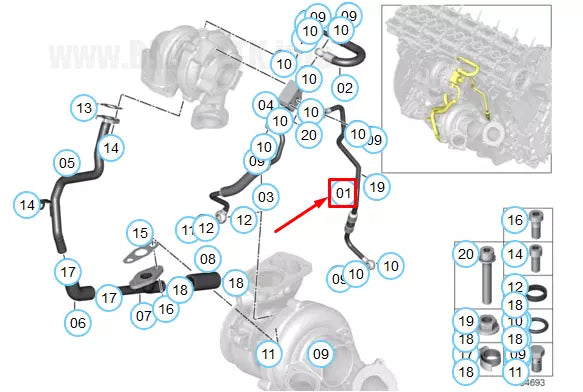 NEW BMW 5 E60 TURBOCHARGER OIL SUPPLY PIPE 11427795970 7795970 ORIGINAL
