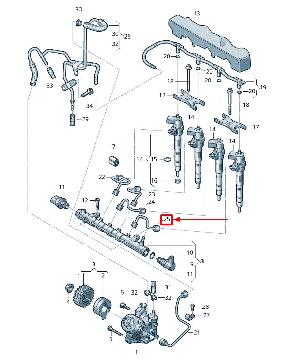 NEW AUDI A4 AVANT B8 FUEL INJECTOR PIPE 03L130301BA ORIGINAL