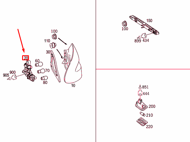 NEW MERCEDES-BENZ CLK C209 REAR RIGHT TAIL LAMP CARRIER A2098200277 ORIGINAL