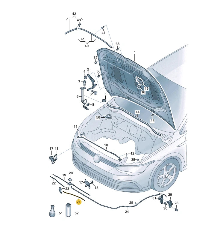 NEW VOLKSWAGEN GOLF MK8 FRONT LEFT BONNET HOOD LID CABLE 5H0823528C ORIGINAL