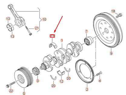 new audi a3 8v upper crankshaft bearing shell 06h105561kglb original