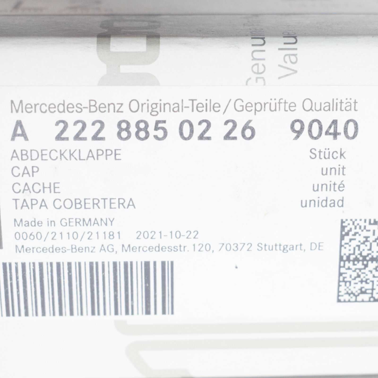 NEW MERCEDES-BENZ S W222 FRONT LEFT RADIATOR GRILLE CAP A22288502269040 ORIGINAL