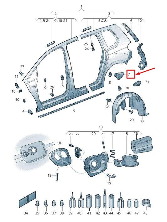 NEW VW TOURAN 5T CENTRE LEFT C-PILLAR REINFORCEMENT 5TA809613