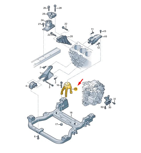 NEW VW TRANSPORTER VI T6 REAR ENGINE MOUNTING 7E0199849A