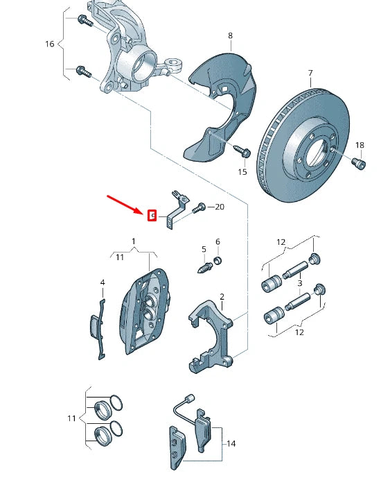 NEW VW TRANSPORTER VI T6 FRONT LEFT BRAKE CABLE HOLDER 7E0615133 ORIGINAL
