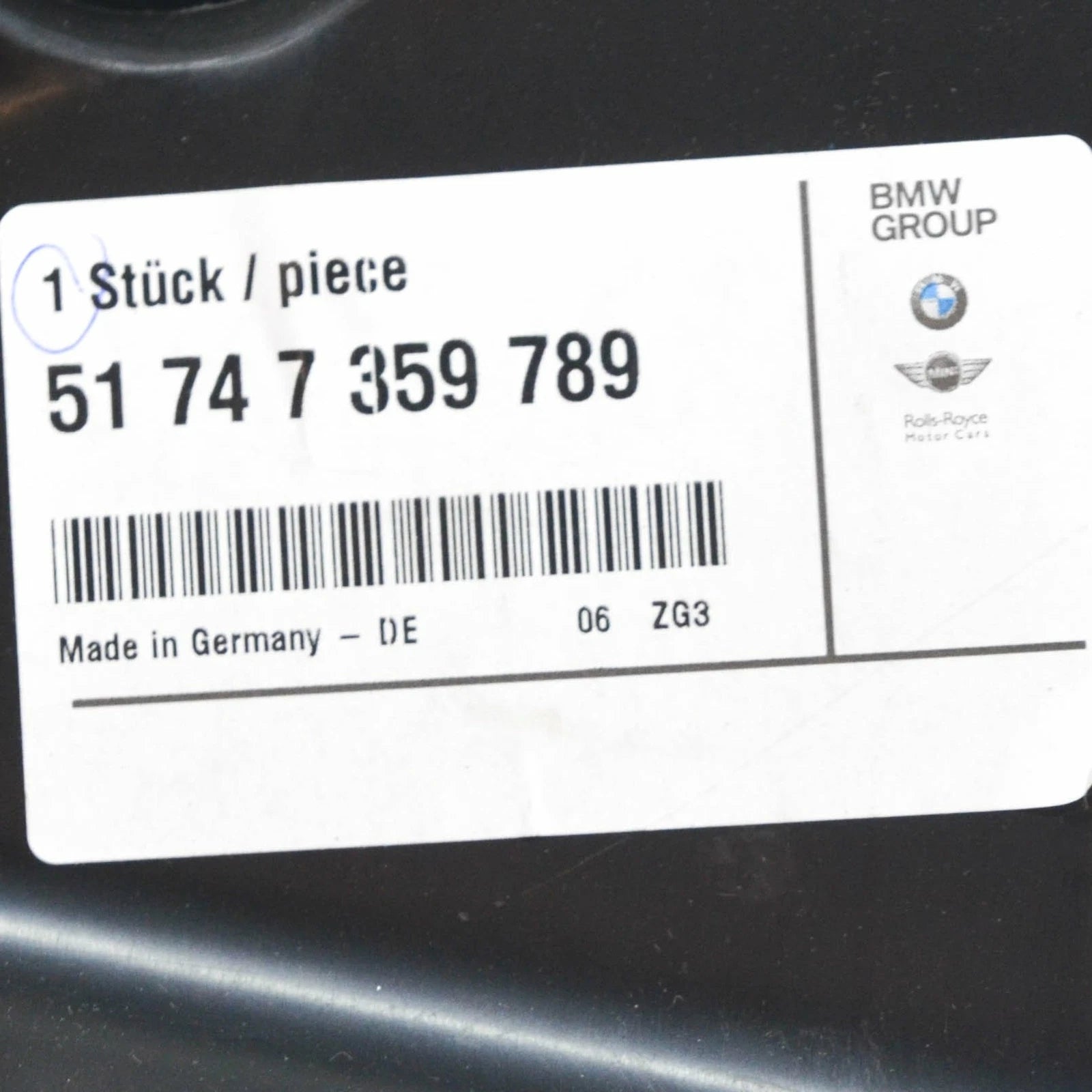 NEW BMW 7 G11 G12 LEFT EXTERIOR RADIATOR AIR DUCT 51747359789 ORIGINAL