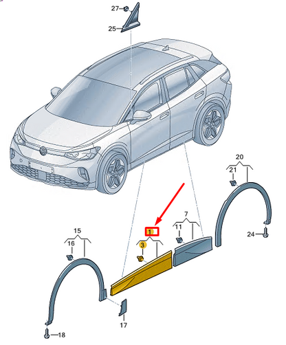 new vw id.4 e21 front left door lower molding 11a854939dgru original