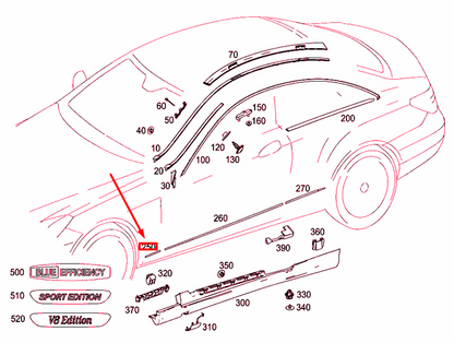 NEW MERCEDES-BENZ E C207 FRONT LEFT FENDER MOLDING A2078810132 ORIGINAL