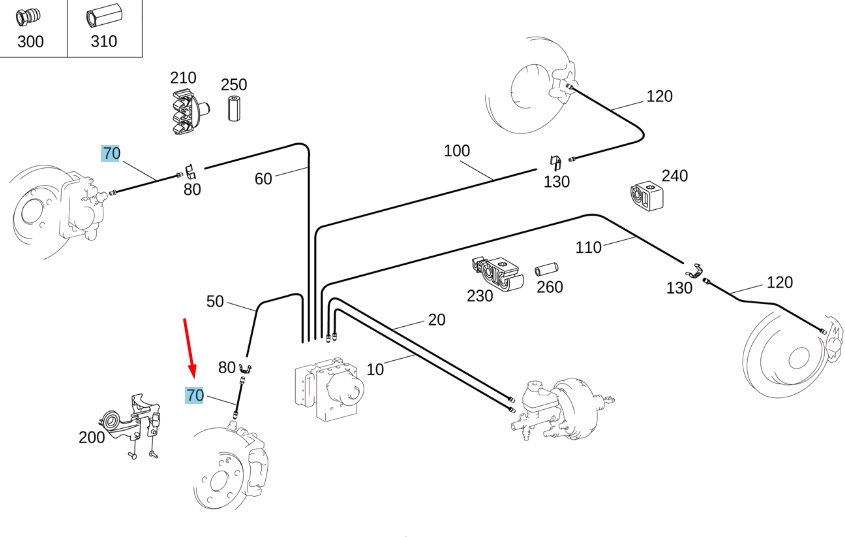 new mercedes-benz a w169 front brake hose a1694280035 original