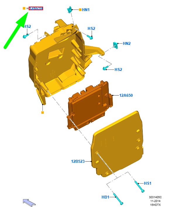new ford kuga c520 mk2 engine control module bottom bracket 1875364 original