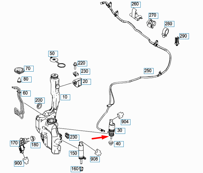 NEW MERCEDES-BENZ C-CLASS W204 WASHER TANK MOTOR A2048660221 ORIGINAL