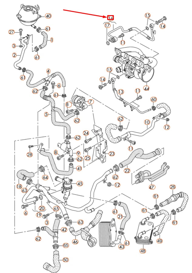NEW AUDI RSQ3 8U FEED WATER COOLANT PIPE 07K121492 ORIGINAL