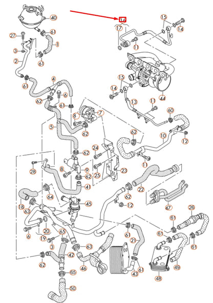 NEW AUDI RSQ3 8U FEED WATER COOLANT PIPE 07K121492 ORIGINAL