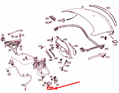 NEW MB SLK R172 REAR LID LEFT DETENT TUBULAR FRAME A1727570075 ORIGINAL