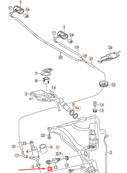 NEW AUDI A3 8P WINDSCREEN WASHER SYSTEM FLAT CONTACT HOUSING 7M0973202 ORIGINAL