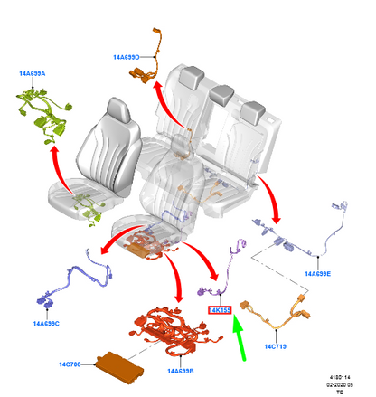 new ford kuga mk3 front seat side air bag wire 2472433 hu5t-14c687-ea original