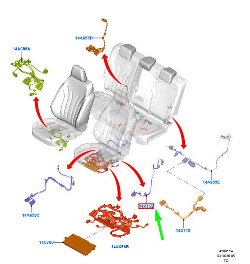 new ford kuga mk3 front seat side air bag wire 2472433 hu5t-14c687-ea original