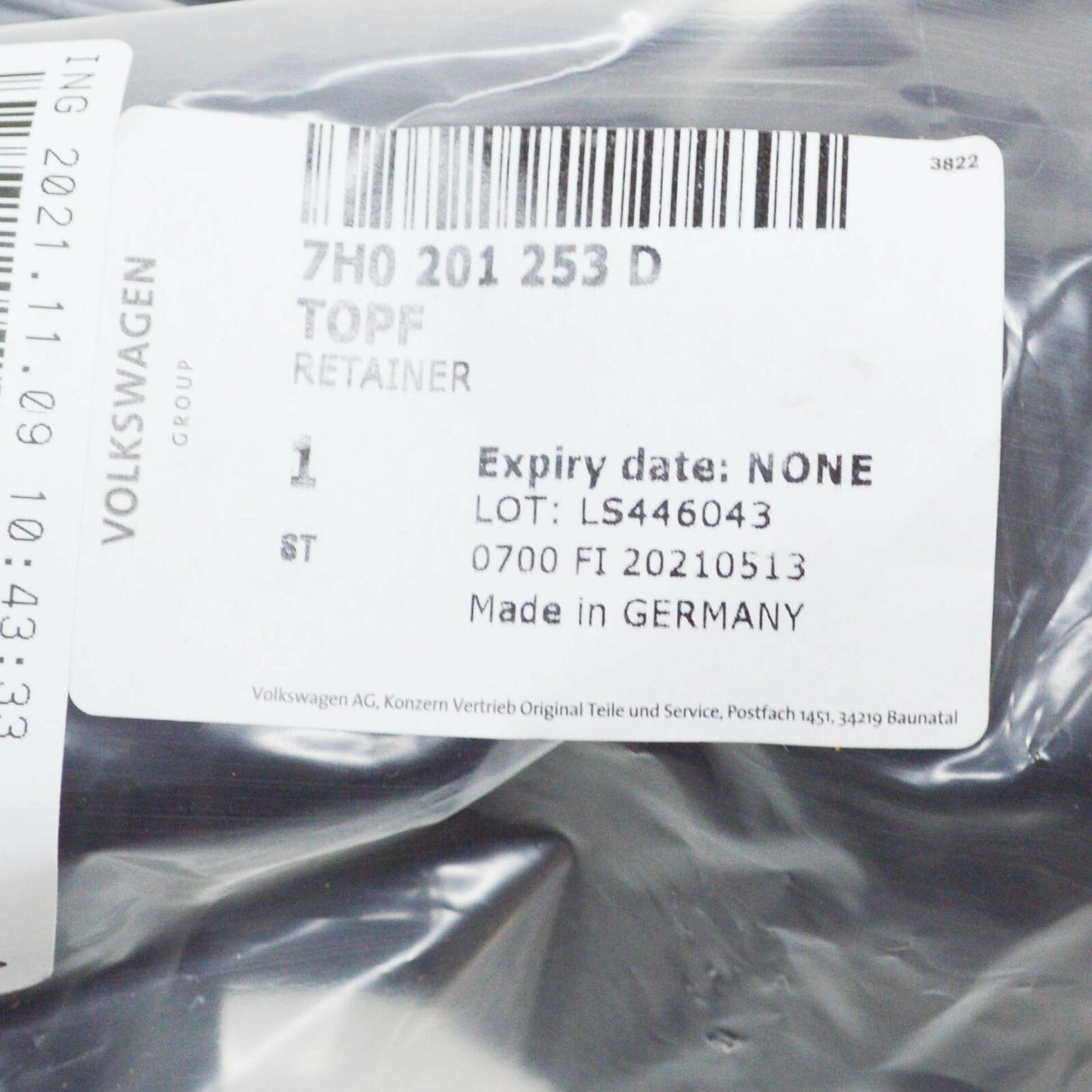 NEW VOLKSWAGEN TRANSPORTER T5 FUEL FILLER NECK POT 7H0201253D ORIGINAL