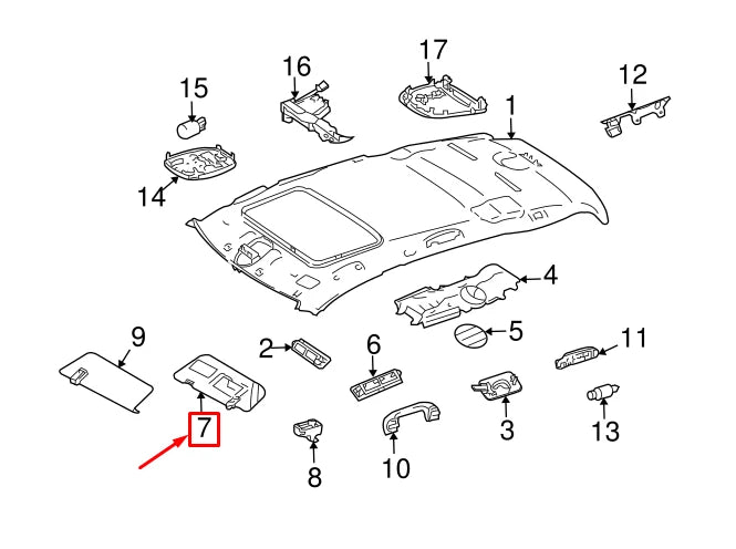 NEW MERCEDES-BENZ GL X164 LEFT SIDE SUN VISOR A16481023107F59 ORIGINAL