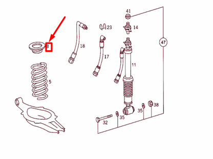 NEW MERCEDES-BENZ S W140 REAR COIL SPRING SEAT RUBBER SHIM A1403250484 ORIGINAL