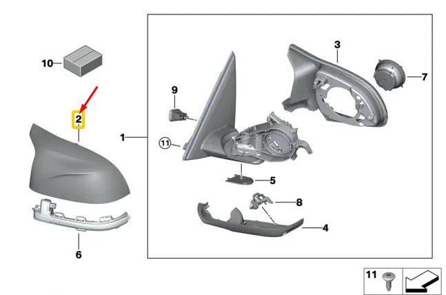 NEW BMW X4 M F98 FRONT LEFT DOOR M MIRROR COVER CAP 51168097351 8097351 ORIGINAL