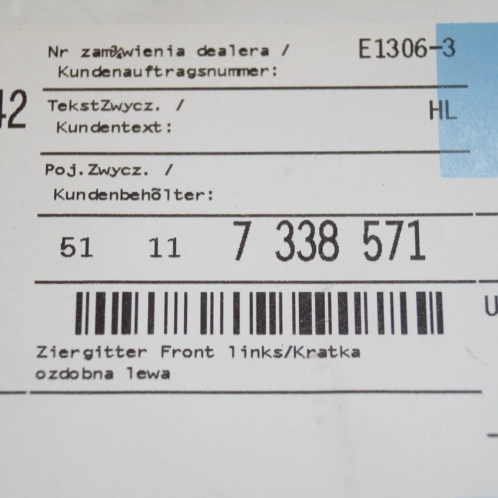 NEW BMW X3 F25 FRONT LEFT GRILLE 51117338571 7338571 ORIGINAL