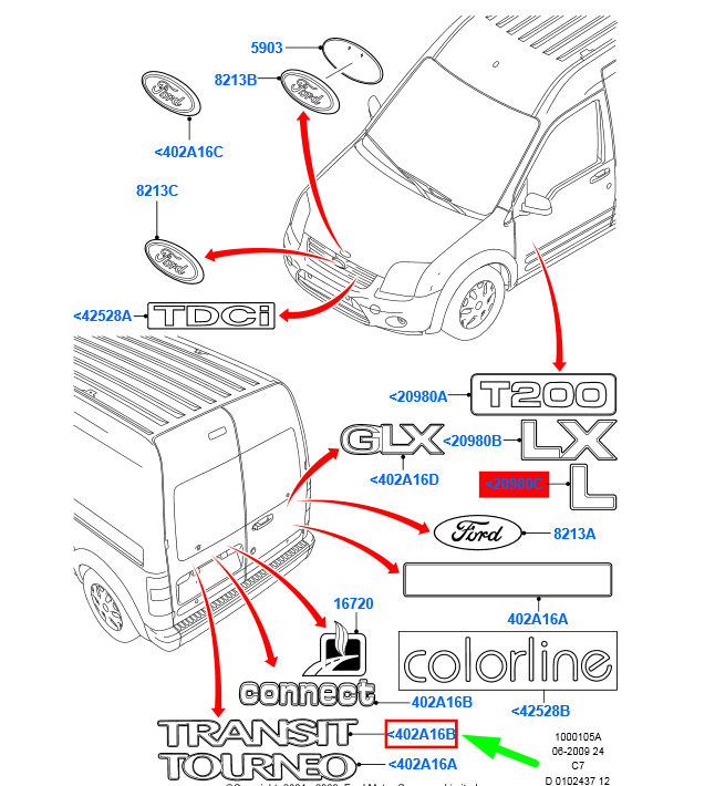 new ford transit connect mk1 rear emblem badge at16-v402a16-aa 5134996 original