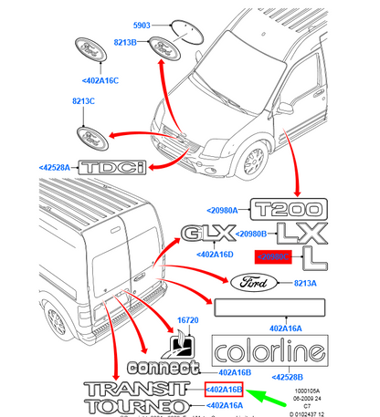 new ford transit connect mk1 rear emblem badge at16-v402a16-aa 5134996 original