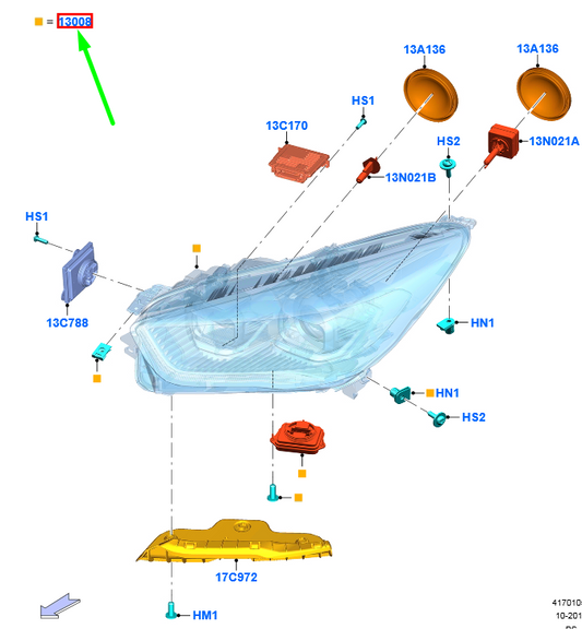 new ford kuga mk2 front right headlight rhd 2213096 original