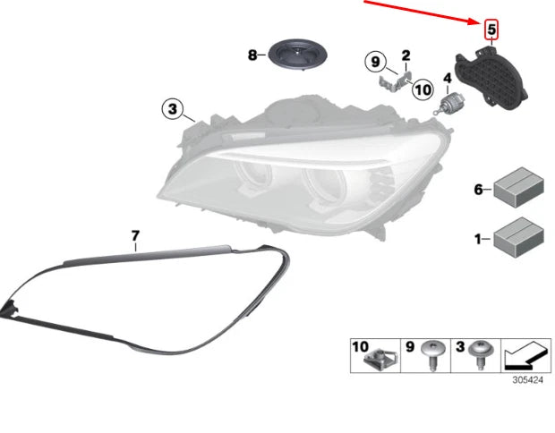 NEW BMW 7 F01 FRONT RIGHT HEADLIGHT COVER 63117345592 7345592 ORIGINAL