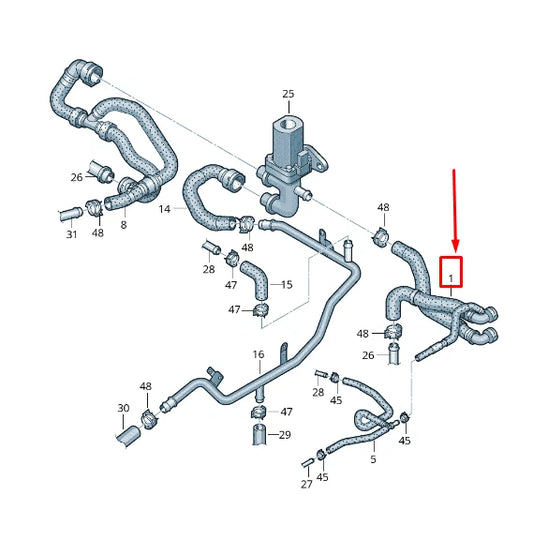 NEW VW CC 35 ENGINE COOLANT HOSE WITH QUICK RELEASE COUPLING 3C0121156BB
