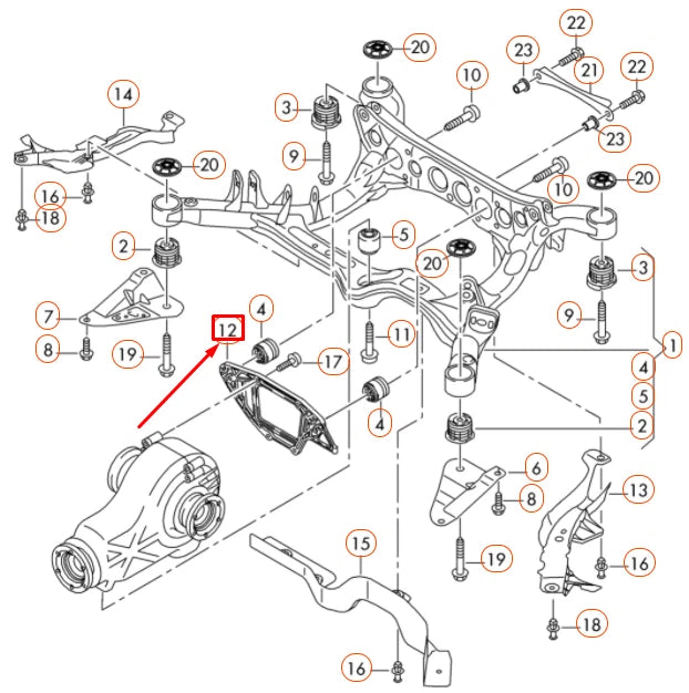 NEW AUDI A4 B8 REAR DIFFERENTIAL BRACKET 8K0599287J ORIGINAL