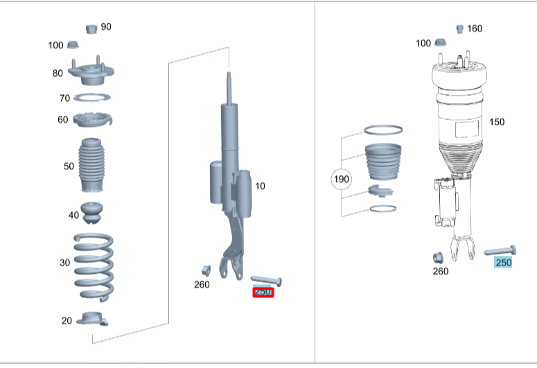 NEW MERCEDES-BENZ C W205 FRONT SUSPENSION BOLT A0069901000 ORIGINAL
