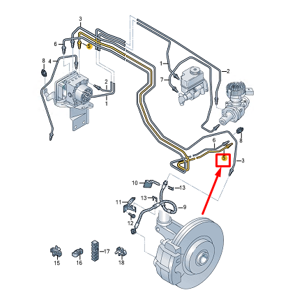 new vw e-golf mk7 front left brake line 5q1614725ad original