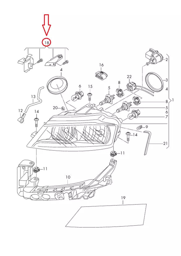 NEW AUDI A3 8P FRONT LEFT HEADLIGHT REPAIR KIT 8P0998121A