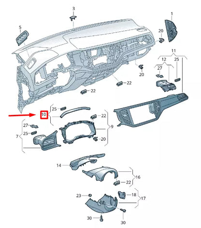 NEW VOLKSWAGEN T-ROC A11 COMBI-INSTRUMENT TRIM 2GA8572413LW