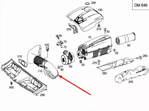 NEW MERCEDES-BENZ C-CLASS W204 AIR INTAKE HOSE A6460900182 2010 ORIGINAL