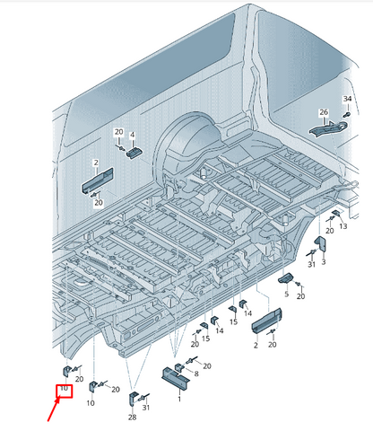 NEW VW TRANSPORTER VI T6 REAR SEAT MOUNTING BRACKET 7H0803369A ORIGINAL