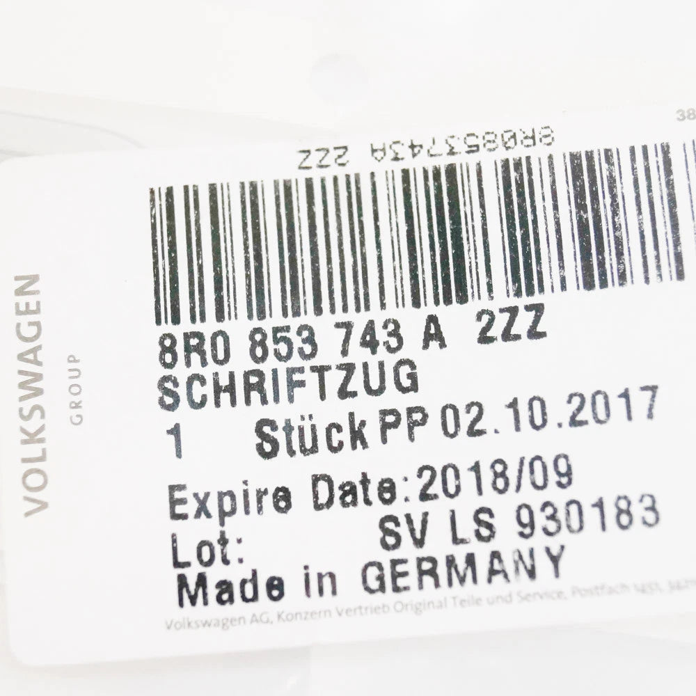 NEW AUDI Q5 8R REAR TAILGATE 2.0T BADGE 8R0853743A2ZZ