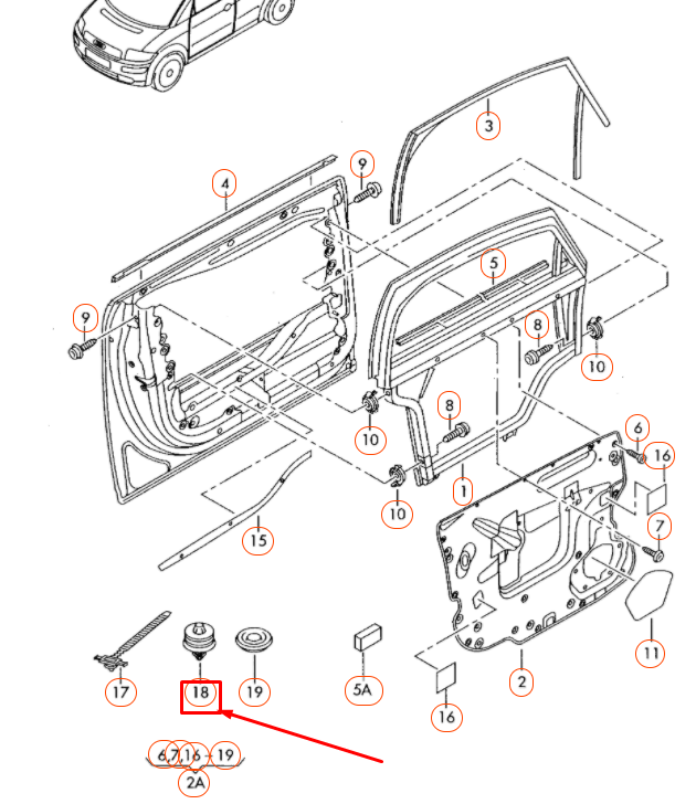 new audi a2 8z front door trim panel clip 8z0868243 original